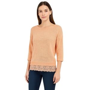 MINE Orange Pullover Half Sleeve Textured Knit‎ Sweater Womens Medium